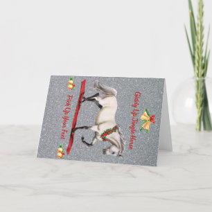 Christmas Horse Jingle Horse Silver Grey Holiday Thank You Card