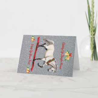 Christmas Horse Jingle Horse Silver Grey Holiday Thank You Card