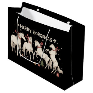 Christmas Horse Lover Merry Horsemas Farmer Farm  Large Gift Bag