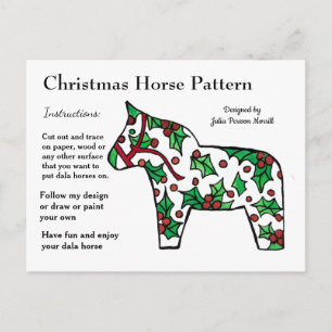 Christmas Horse Pattern to Share Holiday Postcard