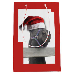 Christmas Horse Santa Claus Medium Gift Bag