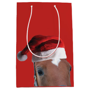 Christmas Horse Santa Claus Medium Gift Bag