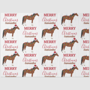 Christmas Horse Santa Hat Xmas Lights Tissue Paper