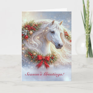 Christmas Horse Seasons Greetings Fantasy Pretty Holiday Card