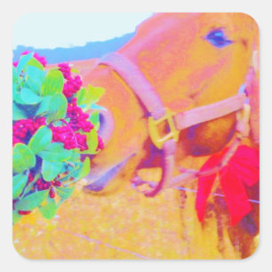 Christmas Horse Square Sticker