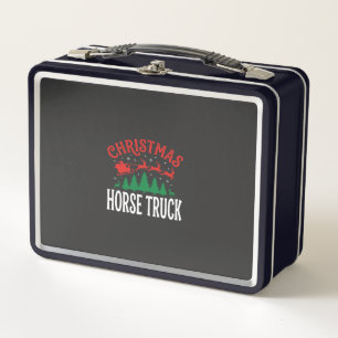 Christmas Horse Truck Santa Sleigh Metal Lunch Box