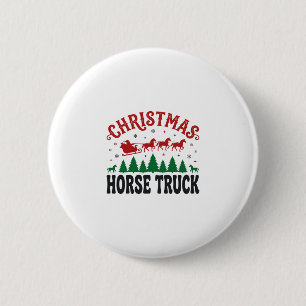 Christmas Horse Truck Western Santa Sleigh Design 6 Cm Round Badge