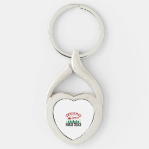Christmas Horse Truck Western Santa Sleigh Design Key Ring