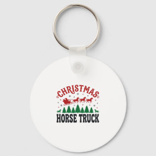 Christmas Horse Truck Western Santa Sleigh Design Key Ring
