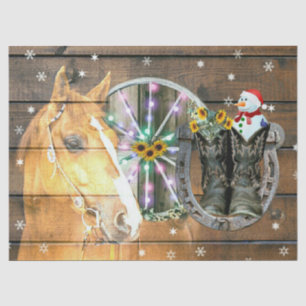 Christmas Horse Wagon Wheel Cowboy Boots Horseshoe Tissue Paper