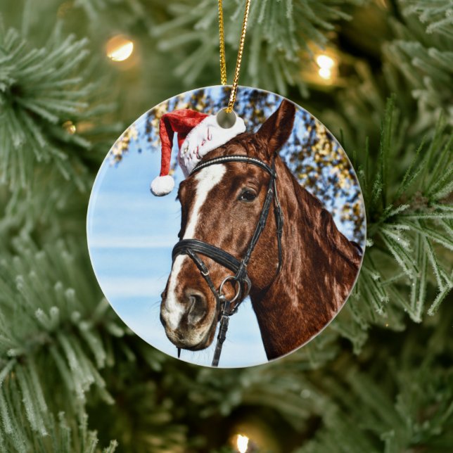 Christmas horse with hat ceramic tree decoration (Tree)