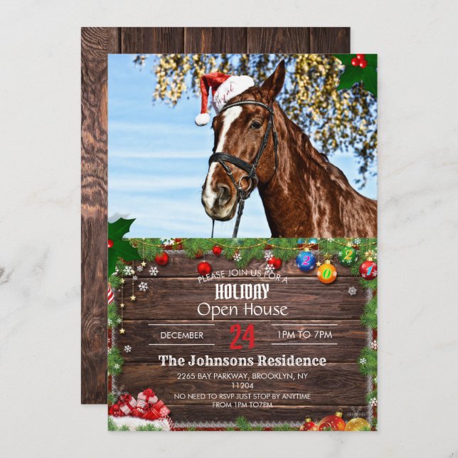 Christmas horse with hat      invitation (Front/Back)