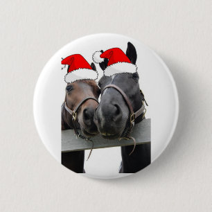 Christmas Horses 6 Cm Round Badge