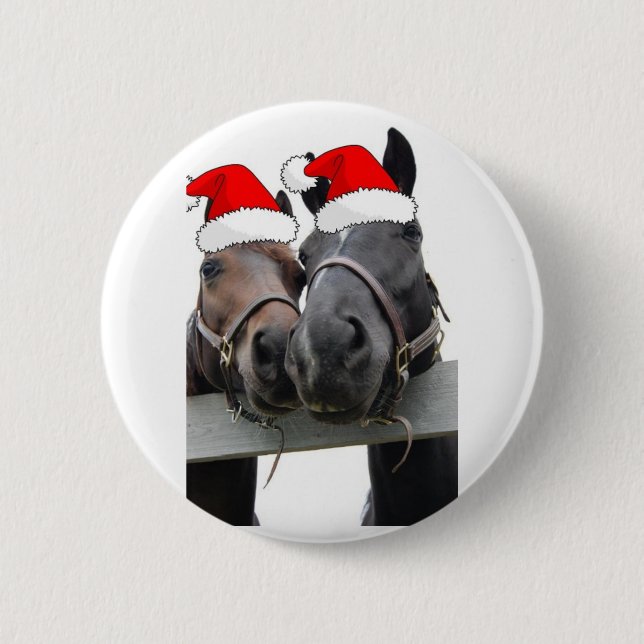 Christmas Horses 6 Cm Round Badge (Front)