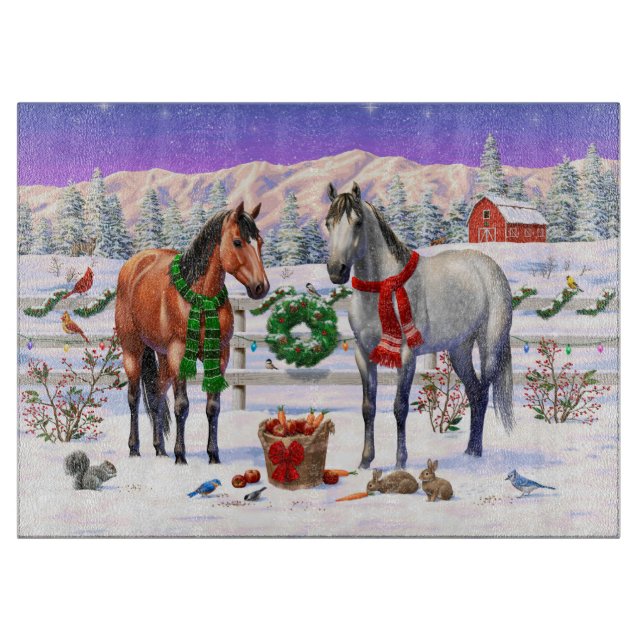 Christmas Horses in Snow Cutting Board (Front)