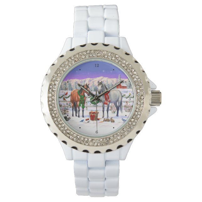 Christmas Horses in Snow Watch (Front)