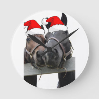 Christmas Horses Round Clock