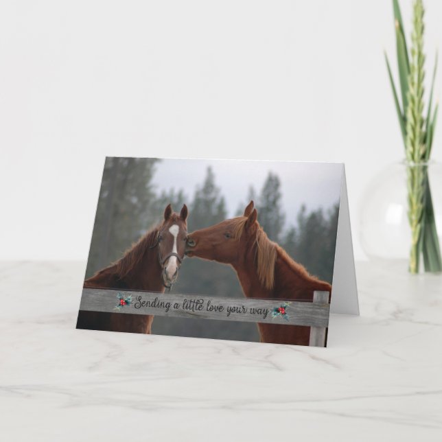 Christmas Horses Sending a Little Love Your Way Holiday Card (Front)