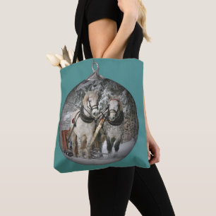 Christmas Horses Tote Bag