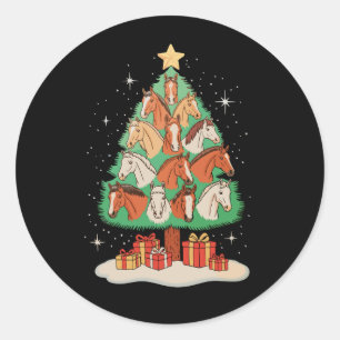 Christmas Horses Tree Horse Xmas Lights Holiday Classic Round Sticker