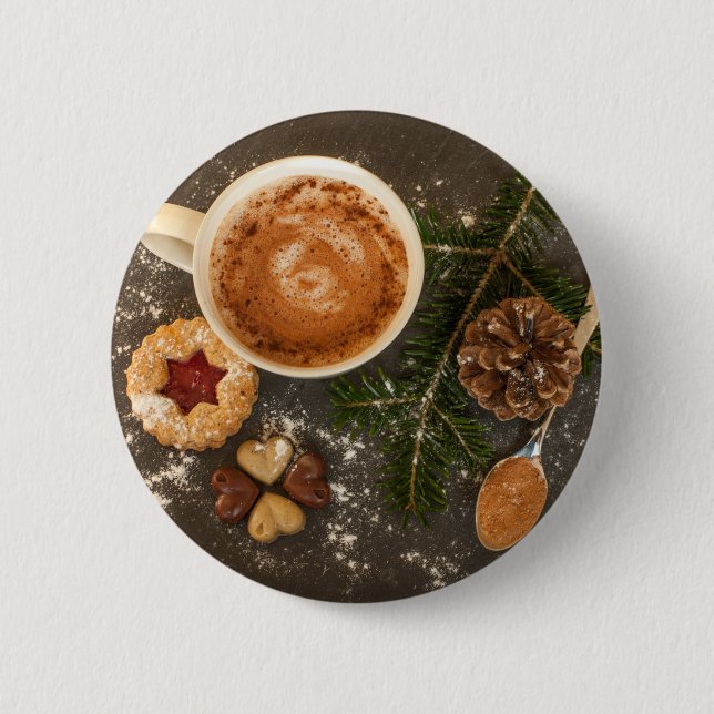 Christmas Hot Chocolate 6 Cm Round Badge (Front)