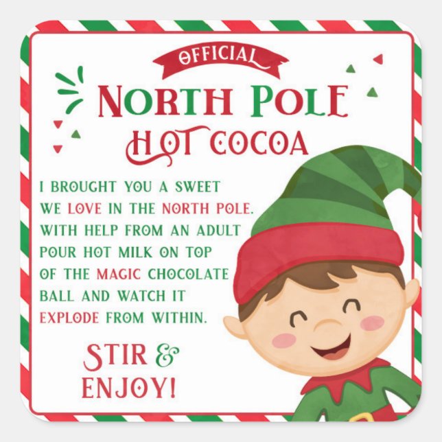 Christmas Hot Chocolate bomb Gift sticker for kids (Front)