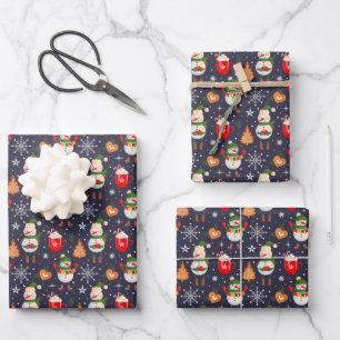 Christmas Hot Chocolate Candy Cane Ginger Bread  Wrapping Paper Sheet