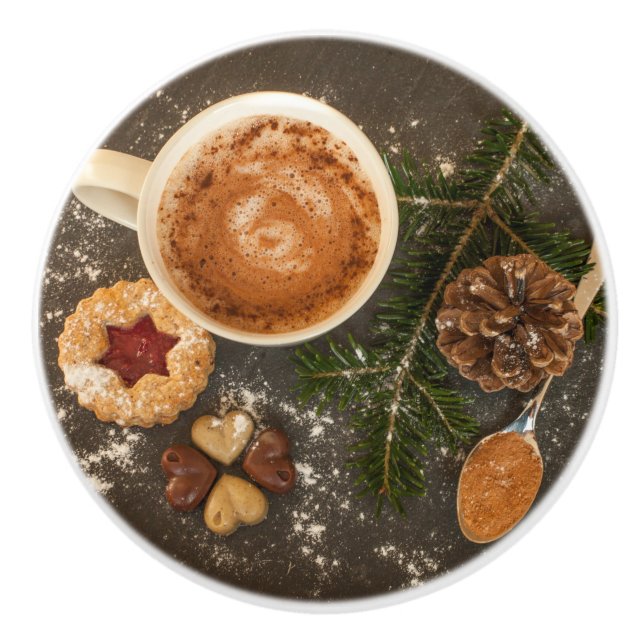 Christmas Hot Chocolate Ceramic Knob (Front)