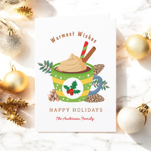 Christmas Hot Chocolate Cocoa Green Cup Holiday Card