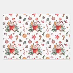 Christmas Hot Chocolate Mug with Sweets  Wrapping Paper Sheet