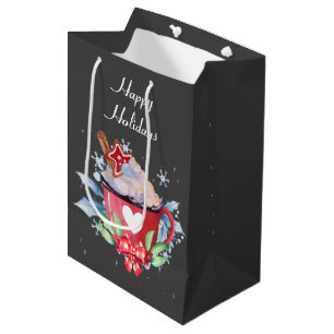 Christmas Hot Chocolate on Grey Medium Gift Bag