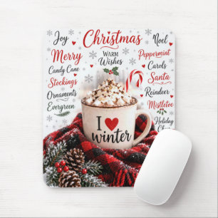 Christmas Hot Chocolate with Word Cloud Mouse Pad