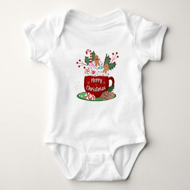 Christmas Hot Cocoa Baby Bodysuit (Front)