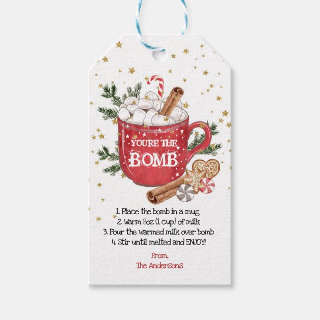 Christmas Hot Cocoa Bomb Tag Chocolate Bomb Tag (Front)