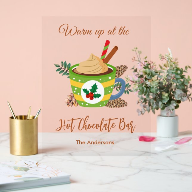 Christmas Hot Cocoa Chocolate Bar  Acrylic Sign (Wedding)