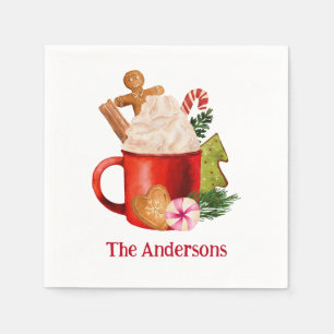 Christmas Hot Cocoa Cookie Holiday Drink Napkin