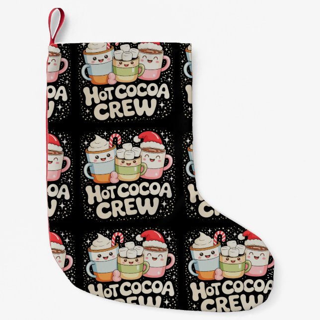 Christmas Hot Cocoa Crew Xmas Holiday Family Small Christmas Stocking (Front)
