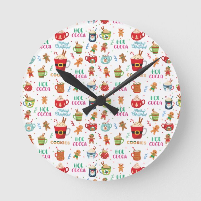 Christmas Hot Cocoa, Ginger Cookies Round Clock (Front)