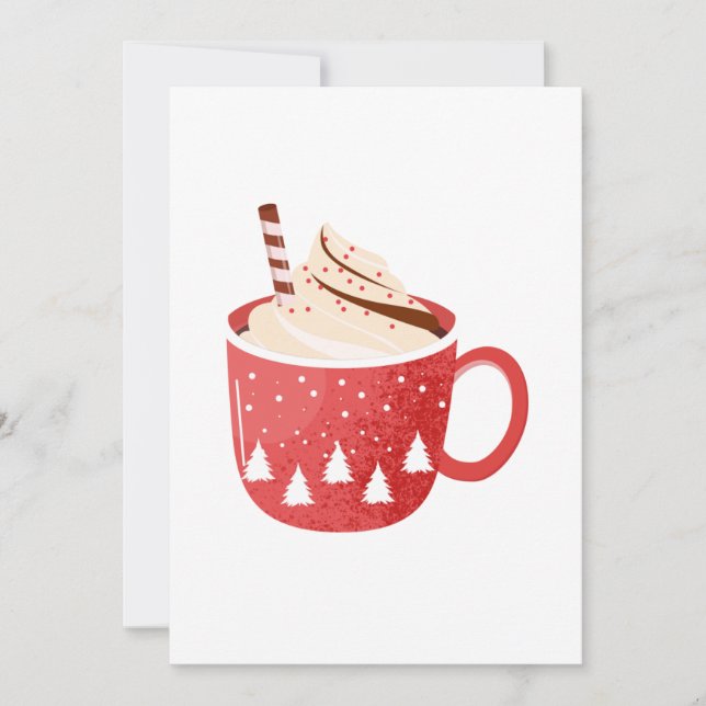 Christmas Hot Cocoa In Red Christmas Tree Cup Invitation (Front)