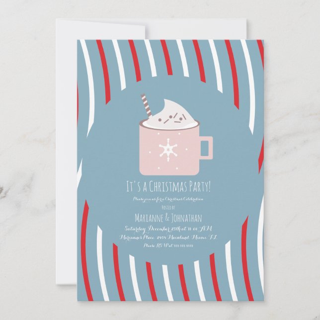 Christmas Hot Cocoa Party Candy Cane Invitation (Front)