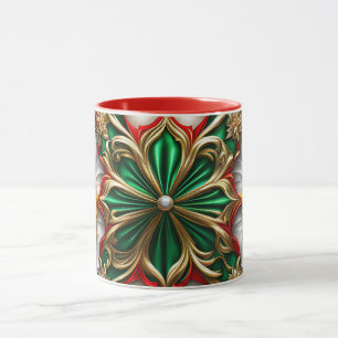 CHRISTMAS ~ HOT CRAZY 3D ~ Red, Green and Gold ~ Mug