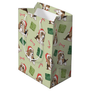 Christmas Hound Dog Medium Gift Bag