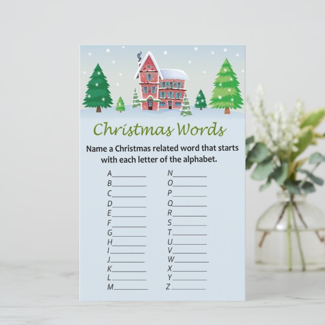 Christmas house christmas alphabet words game (Standing Front)