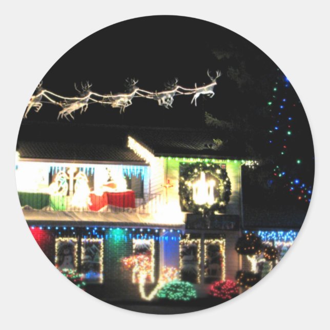 Christmas House Classic Round Sticker (Front)