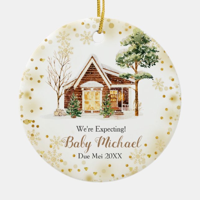 Christmas House Decor We're Expecting Parents Ceramic Tree Decoration (Front)