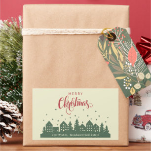 Christmas House Elegant Retro   Real Estate Custom Rectangular Sticker