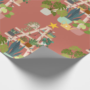 Christmas House Plant Wrapping Paper
