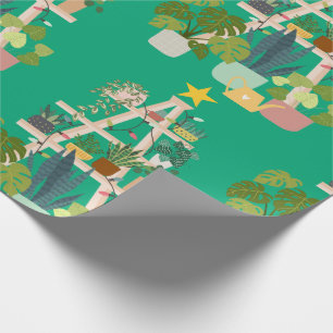 Christmas House Plant Wrapping Paper