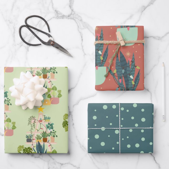 Christmas House Plant Wrapping Paper Sheet (Front)