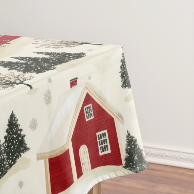 Christmas House Winter Landscape Farmhouse  Tablecloth (In Situ)
